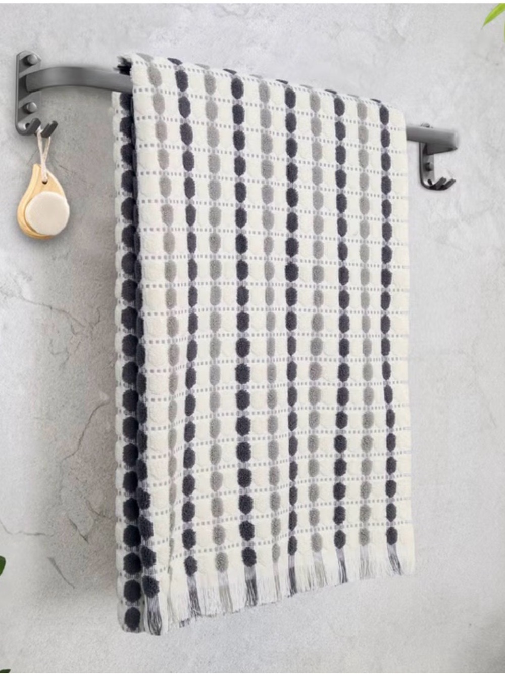 NEW 2 Piece Bath Towel Set Spice Asher Weave 100% Cotton Grey - 3 pack bundle